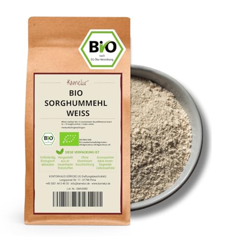 Kamelur Bio Sorghummehl weiß (1kg) - Bio Sorghumhirse Mehl Jowar aus kontrolliert biologischem Anbau von Kamelur