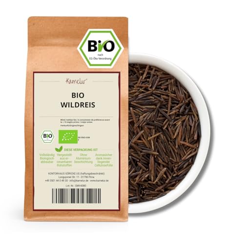 Kamelur Bio Wildreis (500g) schwarzer, unbehandelter Wildreis aus kontrolliert biologischem Anbau von Kamelur