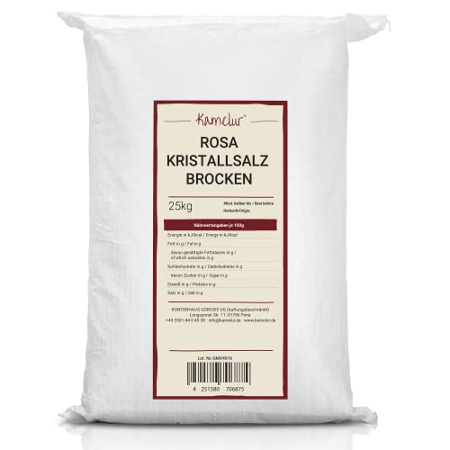 Kamelur Rosa Kristallsalz Brocken- 25kg - Naturbelassenes Salz grob aus Pakistan - Steinsalz ohne Zusätze - Ursalz von Kamelur