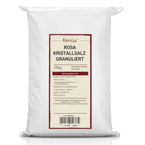 Kamelur Rosa Kristallsalz granuliert - 25kg - Naturbelassenes Salz grob aus Pakistan - Steinsalz ohne Zusätze - Ursalz von Kamelur