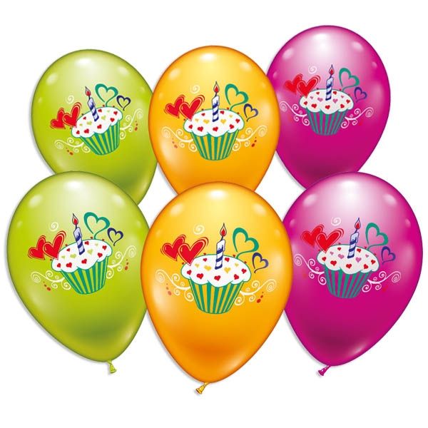 Cupcake, Muffin-Motiv, Ballons im 6er Pack von Karaloon