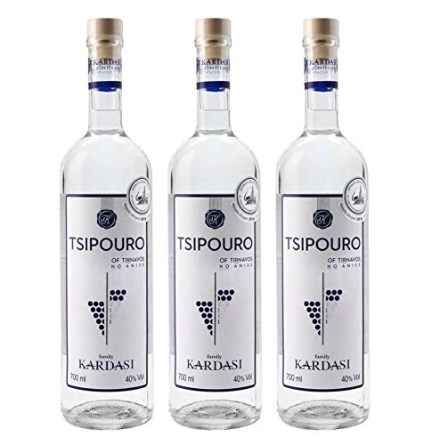 3x 0,7l Tsipouro Tirnavou ohne Anis 40% Vol. Kardasi | Griechischer Tresterbrand | 100% Destillat + 20ml Jassas Olivenöl 3x 0,7l Tsipouro Tirnavou ohne Anis 40% Vol. Kardasi | Griechischer Tresterbrand | 100% Destillat + 20ml Jassas Olivenöl von Kardasi