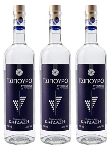 Tsipouro Tirnavou mit Anis 3x 0,7l 42% Kardasi | Griechischer Tresterbrand | 100% Destillat + 20ml Jassas Olivenöl von Kardasi