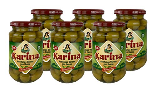 Karina Grüne Manzanilla-Oliven mit Stein, Glas, 1er Pack (1 x 200 g) von Karina