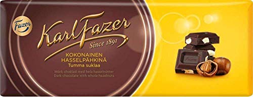 Fazer Karl Fazer Dark Whole Hazelnuts Chocolate bar of 200g 7.1 oz von Fazer