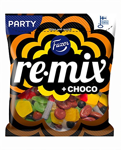 Fazer Re-Mix + Choco – Mischung aus Lakritz, Lachs, Schokolade und fruchtigem Wein, Gums Candy – Partytüte – 325 g von Karl Fazer