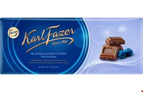 Karl Fazer Blueberry Joghurt Crisps in Milchschokolade, 190 g, 8 Stück von Karl Fazer