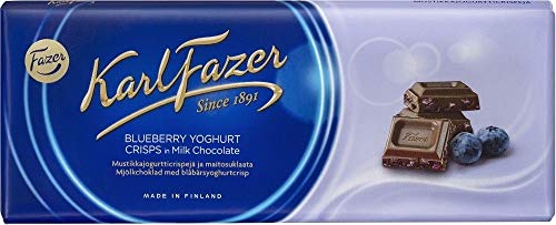 Karl Fazer Blueberry Yoghurt Crisps Milk Chocolate - Klassisch Finnisch Milchschokoladen Schokoladentafel 190g von Karl Fazer