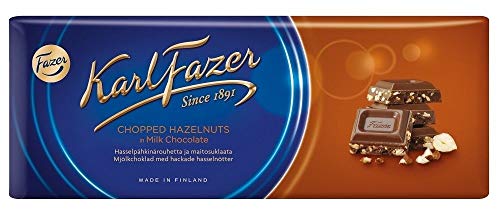 Karl Fazer Chopped Hazelnuts Milk Chocolate - Klassisch Finnisch Milchschokoladen Schokoladentafel 200g von Karl Fazer