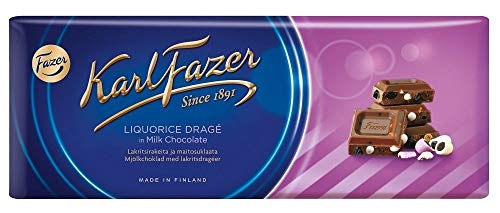 Karl Fazer Liquorice Drage Milk Chocolate - Klassisch Finnisch Milchschokoladen Schokoladentafel 200g von Karl Fazer