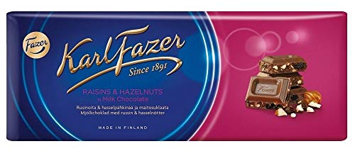 Karl Fazer Raisins & Hazelnuts Milk Chocolate - Klassisch Finnisch Milchschokoladen Schokoladentafel 200g von Karl Fazer