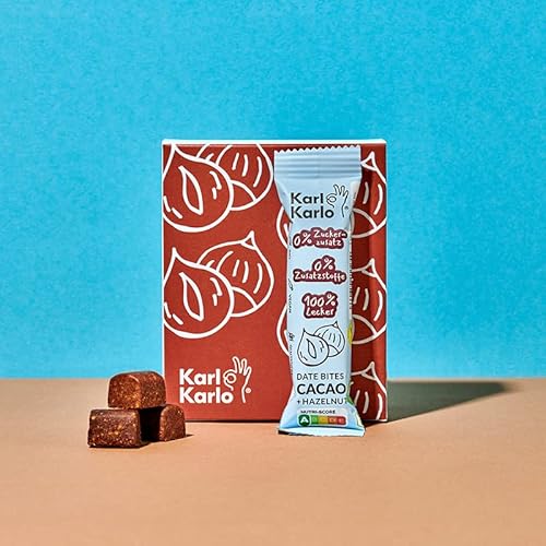 Karl Karlo Fruchtriegel Haselnuss- 6 x 35g | Vegane Süßigkeiten auf Dattelbasis | Veganer Snack ohne Zusatzstoffe, glutenfrei, Nutri Score A | getrocknete Cranberries, Acerola von Karl Karlo