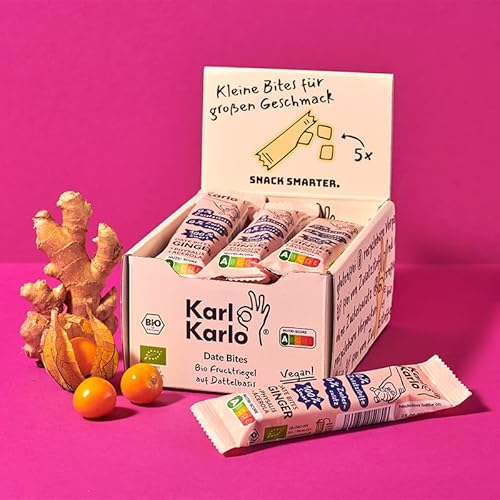 Karl Karlo Fruchtriegel Ingwer - 12 x 35g | Vegane Süßigkeiten auf Dattelbasis | Veganer Snack ohne Zusatzstoffe, glutenfrei Karl Karlo Fruchtriegel Ingwer - 12 x 35g | Vegane Süßigkeiten auf Dattelbasis | Veganer Snack ohne Zusatzstoffe, glutenfrei von Karl Karlo