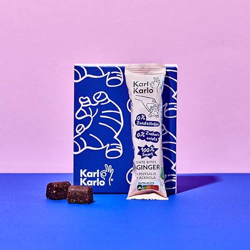 Karl Karlo Fruchtriegel Ingwer - 6 x 35g | Vegane Süßigkeiten auf Dattelbasis | Veganer Snack ohne Zusatzstoffe, glutenfrei Karl Karlo Fruchtriegel Ingwer - 6 x 35g | Vegane Süßigkeiten auf Dattelbasis | Veganer Snack ohne Zusatzstoffe, glutenfrei von Karl Karlo