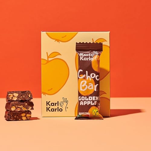 Karl Karlo Schokoriegel Bio - Choc Bars, Golden Apple | Bio Schokolade auf Pflaumenbasis | 100% Bio-Zutaten, Frei von Zusatzstoffen & Aromen, recyclefähige Verpackung | 6er Box von Karl Karlo