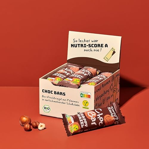 Karl Karlo Schokoriegel Bio - Choc Bars, Haselnuss | Bio Schokolade auf Pflaumenbasis | 100% Bio-Zutaten, Frei von Zusatzstoffen & Aromen, recyclefähige Verpackung | 12er Box von Karl Karlo