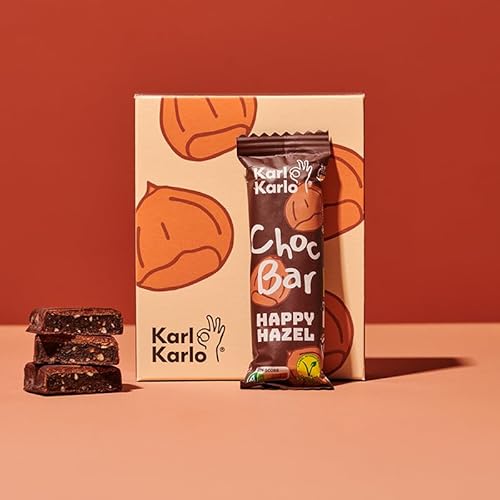 Karl Karlo Schokoriegel Bio - Choc Bars, Haselnuss | Bio Schokolade auf Pflaumenbasis | 100% Bio-Zutaten, Frei von Zusatzstoffen & Aromen, recyclefähige Verpackung | 6er Box von Karl Karlo