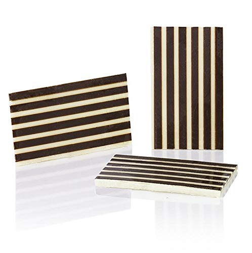 Deko-Aufleger "Stripes" - Rechteck, weiße/dunkle Schokolade, gestreift, 25x40mm, 680g, 350 St von Karl Zieres GmbH