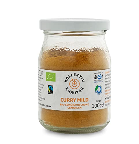 Bio-Curry Mild im Mehrwegglas | Bio & Direkt gehandelt | Zero Waste |100 Gramm | KollektivKräuter von KarmaKollektiv