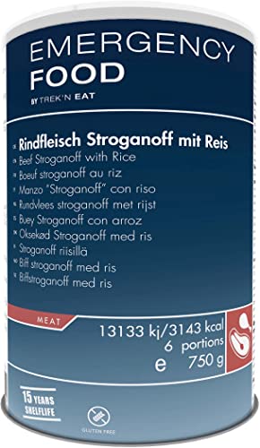 Katadyn Emergency Food Stroganoff mit Reis, Notvorrat beim Campen, Trekking, etc. Stärkend und nährend. 1 x 1,2l Dose von Trek'n Eat