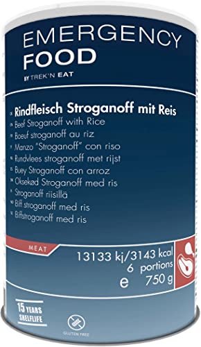 Katadyn Emergency Food Stroganoff mit Reis, Notvorrat beim Campen, Trekking, etc. Stärkend und nährend. 1 x 1,2l Dose Katadyn Emergency Food Stroganoff mit Reis, Notvorrat beim Campen, Trekking, etc. Stärkend und nährend. 1 x 1,2l Dose von TREK'N EAT