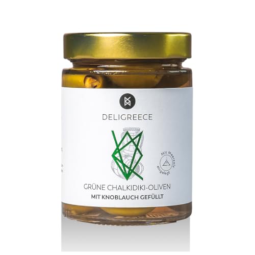 DELIGREECE - Grüne Oliven mit Knoblauch gefüllt in Salzlake | Große, knackige Chalkidiki-Oliven mit echtem Knoblauch in Salzlake. Aromatische Olive, perfekt für Antipasti und Salate | 345g DELIGREECE - Grüne Oliven mit Knoblauch gefüllt in Salzlake | Große, knackige Chalkidiki-Oliven mit echtem Knoblauch in Salzlake. Aromatische Olive, perfekt für Antipasti und Salate | 345g von Katia