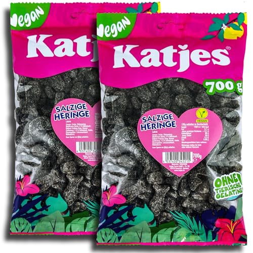 2 er Pack Katjes XXL Salzige Heringe 2x 700g Gezuckerte Lakritz mit Salmiaksalz von Katjes