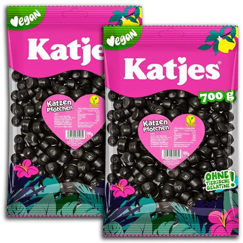2er Pack Katjes XXL Katzen Pfötchen 2 x 700g-Würziges Softlakritz von Katjes