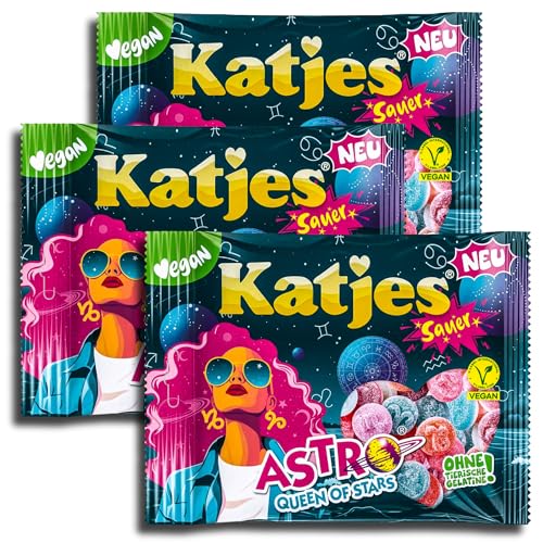 3 er Pack Katjes Astro Queen of Stars Sauer 3 x 175g Saure Fruchtgummi-Mischung von Katjes
