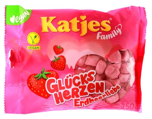 Katjes Family Glücks-Herzen Erdbeerliebe Fruchtgummi, vegan 18er Pack (18 x 250g) von Katjes