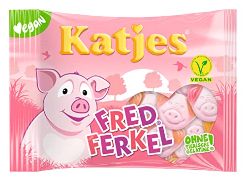 Katjes Fred Ferkel Großpackung – Kultige Schaumzucker Süßigkeiten Schweinchen-Form – Leckere Veggie-Nascherei ohne tierische Gelatine – Mit Erdbeer, Kirsche- und Himbeergeschmack (2 x 500g) von Katjes