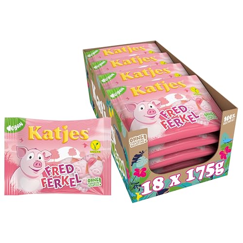 Katjes Fred Ferkel Vorratspack – Vorrats-Box Schaumzucker mit Fruchtgummi in Schweinchen-Form, fruchtiger Mix in unterschiedlichen Geschmacksrichtungen, vegan, 18 x 175 g Katjes Fred Ferkel Vorratspack – Vorrats-Box Schaumzucker mit Fruchtgummi in Schweinchen-Form, fruchtiger Mix in unterschiedlichen Geschmacksrichtungen, vegan, 18 x 175 g von Katjes