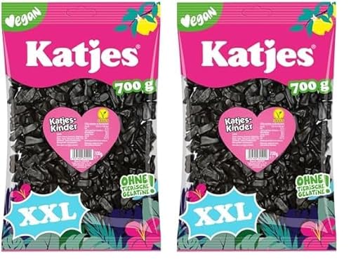 Katjes-Kinder Großpackung – mit würzigem Lakritz, kleine Lakritz-Kätzchen aus Hartlakritz, der Klassiker jetzt in vegan, 700 (Packung mit 2) von Katjes