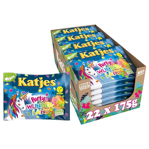 Katjes Party Wunderland Vorratspack – Fruchtgummi Vorrats-Box in magischen Formen und Farben, fruchtiger Mix in unterschiedlichen Geschmacksrichtungen, vegan, 22 x 175 g von Katjes