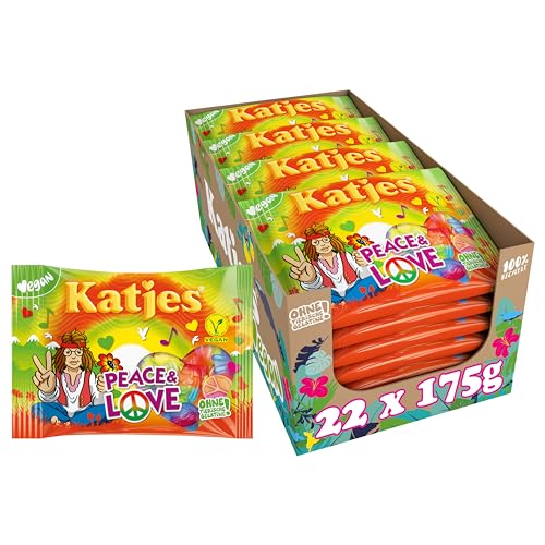 Katjes Peace & Love Vorratspack – Fruchtgummi Vorrats-Box in unterschiedlichen Geschmacksrichtungen, vegan, 22 x 175 g von Katjes