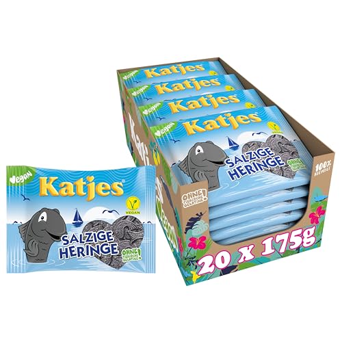 Katjes Salzige Heringe Vorratspack – mit Salmiaksalz verfeinert, der Klassiker jetzt in vegan, 20 x 175 g von Katjes