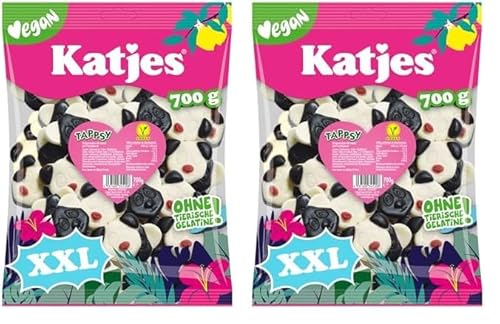 Katjes Tappsy Großpackung – Schaumzucker mit Lakritz und Fruchtgummi, in süßer Pandabären-Form, vegan (1 x 700 g) (Packung mit 2) von Katjes