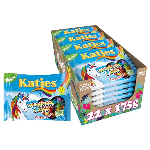 Katjes Wunderland Rainbow-Edition Vorratspack, Fruchtgummi in magischen Formen und Farben, fruchtiger Mix in unterschiedlichen Geschmacksrichtungen, vegan, 22 x 175 g von Katjes