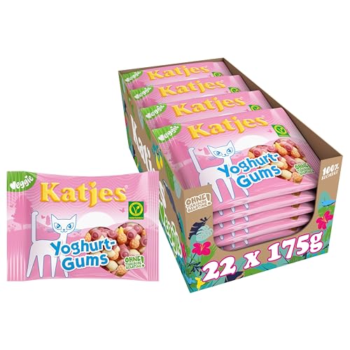 Katjes Yoghurt-Gums Vorratspack – Fruchtgummi Vorrats-Box mit Joghurt-Geschmack, fruchtiger Mix in unterschiedlichen Geschmacksrichtungen, vegetarisch, 22 x 175 g von Katjes