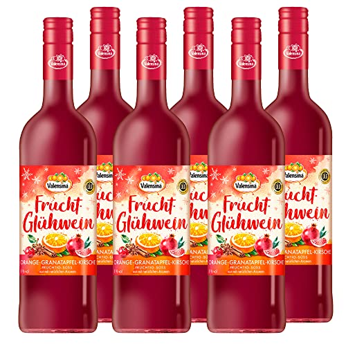 VALENSINA - Fruchtglühwein Orange-Granatapfel-Kirsch | Fruchtglühwein mit Saft aus frischen Orangen und Kirschen sowie Granatapfel. Inhalt: 6x 750ml und 8% vol. von Katlenburger