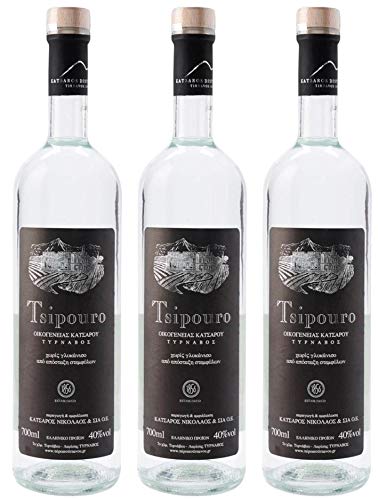 Tsipouro Tirnavos ohne Anis 3x 0,7l | Griechischer Tresterbrand | 100% Destillat | Katsaros Distillery seit 1856 | + 20ml Jassas Olivenöl Tsipouro Tirnavos ohne Anis 3x 0,7l | Griechischer Tresterbrand | 100% Destillat | Katsaros Distillery seit 1856 | + 20ml Jassas Olivenöl von Katsaros