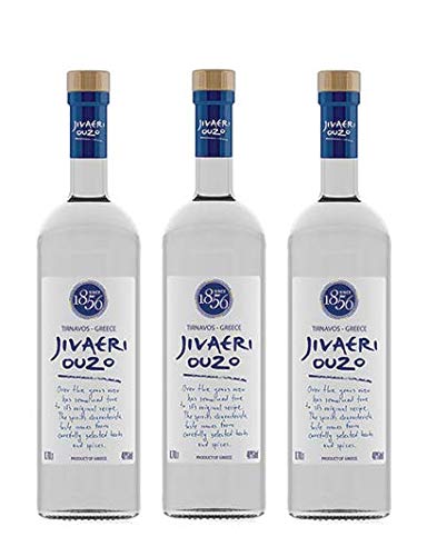 3x700ml Ouzo Jivaeri Katsaros 40% im Set - griechischer Traditions Trester-Brand Anis Schnaps 3er Set + Probiersachet Olivenöl 10ml oder Frappe 2g 3x700ml Ouzo Jivaeri Katsaros 40% im Set - griechischer Traditions Trester-Brand Anis Schnaps 3er Set + Probiersachet Olivenöl 10ml oder Frappe 2g von Katsaros