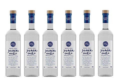 6x700ml Ouzo Jivaeri Katsaros 40% im Set - griechischer Traditions Trester-Brand Anis Schnaps 3er Set + 2x Probiersachet Olivenöl 10ml oder 2x Frappe 2g von Katsaros