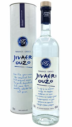 Ouzo Jivaeri 40% 0,7l Flasche mit Geschenkhülse | Älteste Ouzo Destillerie der Welt | 100% Destillat | Griechischer Premium Ouzo von Katsaros von Katsaros