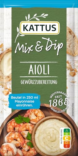 Kattus - Aioli Dip Würzmischung | Gewürzmischung für selbstgemachte Aioli | Ohne Geschmacksverstärker, ohne Farbstoffe | 7 g im Beutel von Kattus