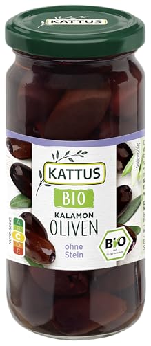 Kattus - Bio schwarze Kalamon Oliven entsteint | Griechische Oliven in Lake für Antipasti oder Tapas | Aus biologischem Anbau | 125 g im Glas Kattus - Bio schwarze Kalamon Oliven entsteint | Griechische Oliven in Lake für Antipasti oder Tapas | Aus biologischem Anbau | 125 g im Glas von Kattus