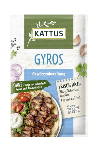 Kattus - Gyros Gewürzzubereitung | Gewürz für 3-4 Portionen | Ohne Zusatz von Hefeextrakt, Aroma und Zusatzstoffen | 25 g im Beutel Kattus - Gyros Gewürzzubereitung | Gewürz für 3-4 Portionen | Ohne Zusatz von Hefeextrakt, Aroma und Zusatzstoffen | 25 g im Beutel von Kattus