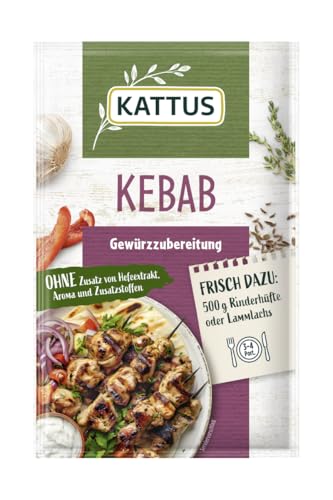 Kattus - Kebab Gewürzzubereitung | Gewürz für 3-4 Portionen | Ohne Zusatz von Hefeextrakt, Aroma und Zusatzstoffen | 25 g im Beutel Kattus - Kebab Gewürzzubereitung | Gewürz für 3-4 Portionen | Ohne Zusatz von Hefeextrakt, Aroma und Zusatzstoffen | 25 g im Beutel von Kattus