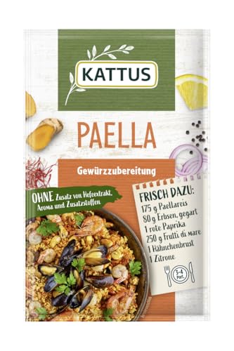 Kattus - Paella Würzmischung | Gewürz für 3-4 Portionen | Ohne Zusatz von Hefeextrakt, Aroma und Zusatzstoffen | 25 g im Beutel Kattus - Paella Würzmischung | Gewürz für 3-4 Portionen | Ohne Zusatz von Hefeextrakt, Aroma und Zusatzstoffen | 25 g im Beutel von Kattus