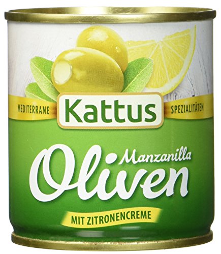 Kattus Spanische grüne Oliven, mit Zitronencreme gefüllt, 8er Pack (8 x 200g) von Kattus